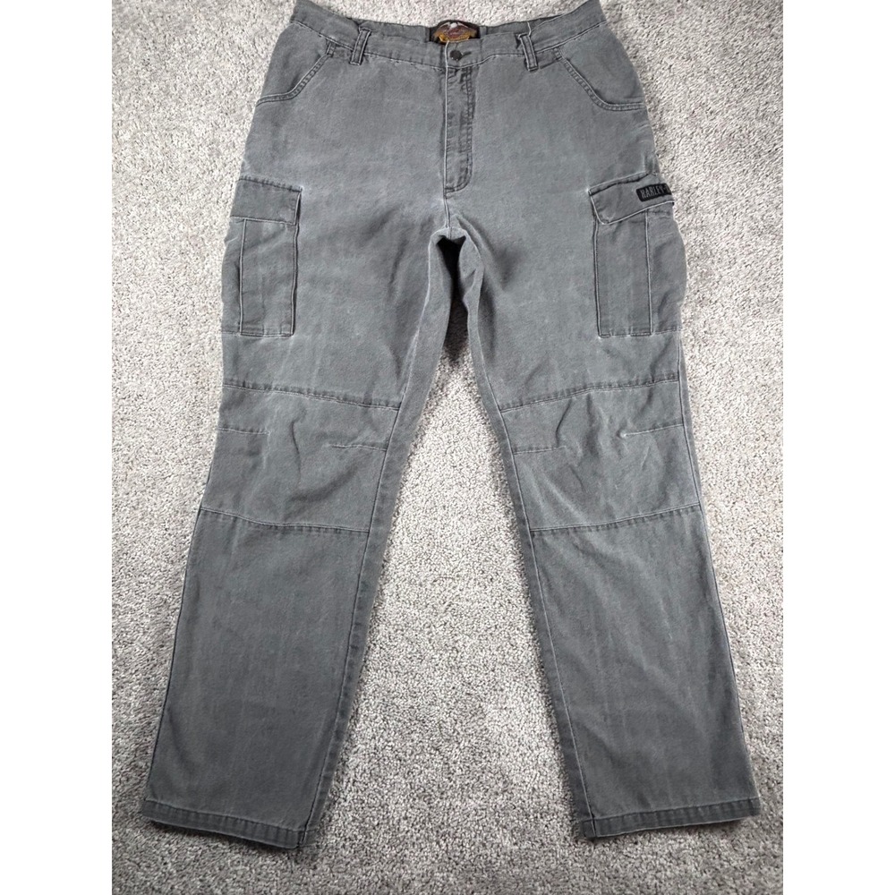 Harley Davidson Mens‎ Cargo Pants Gray Wash Denim Size 36x32 Motorcycle Biker